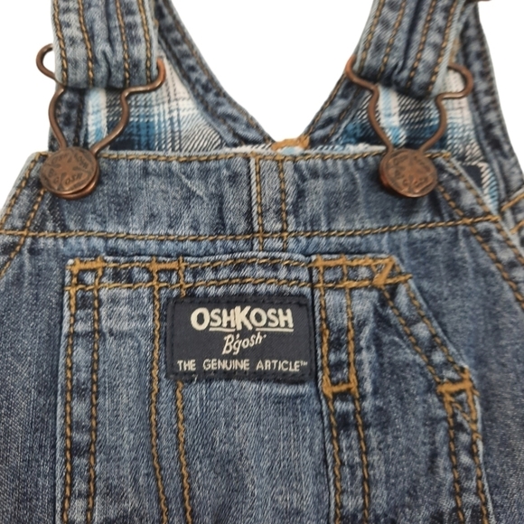 Oshkosh B'Gosh Genuine Vestback Carpenter Style Denim Overalls Sz 6 Months Boys - Picture 2 of 10